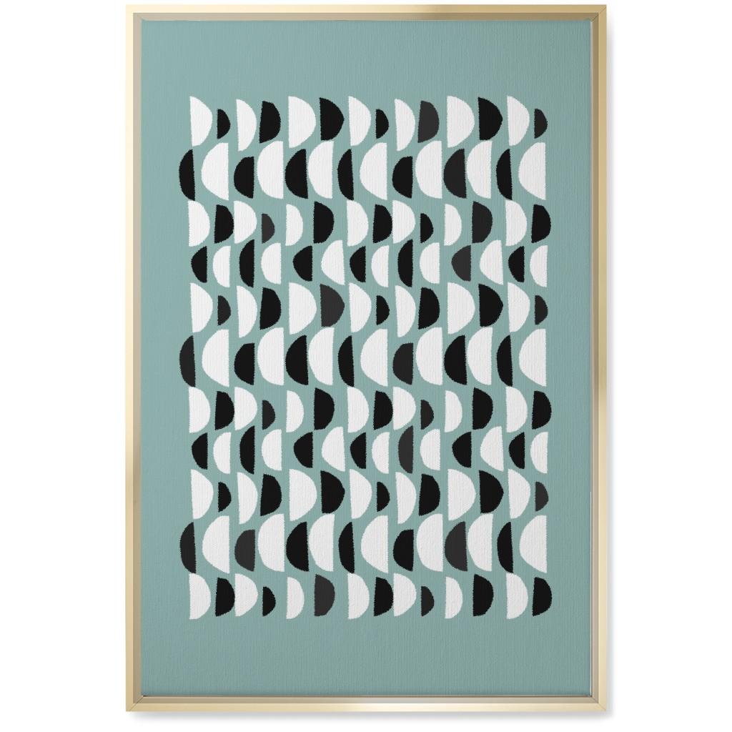 Abstract Scandi Half Moons - Green Wall Art, Gold, Single piece, Canvas, 20x30, Green