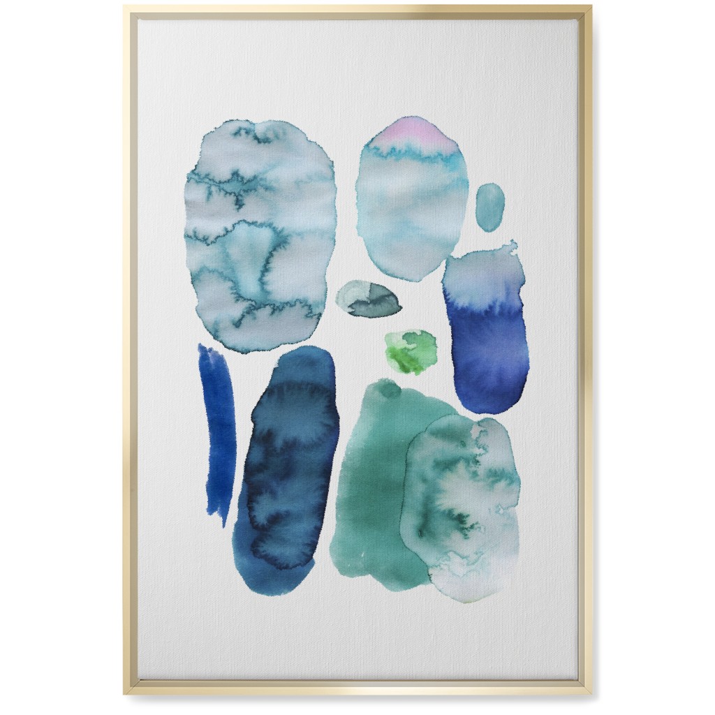 Watercolor Abstract Scandi - Blue and Green Wall Art, Gold, Single piece, Canvas, 20x30, Blue