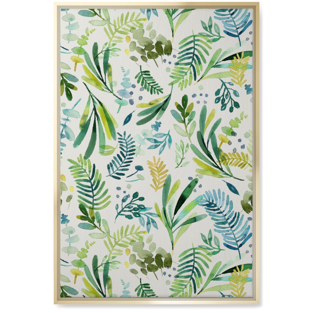 Tuscany Leaves - Green Wall Art, Gold, Single piece, Canvas, 20x30, Green, Classic Green