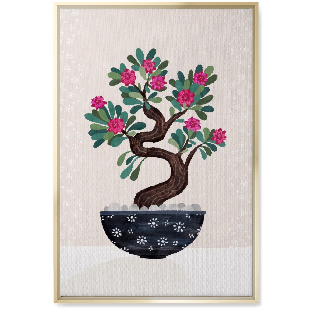 Bonsai - Pink Wall Art, Gold, Single piece, Canvas, 20x30, Pink, Bright Pink