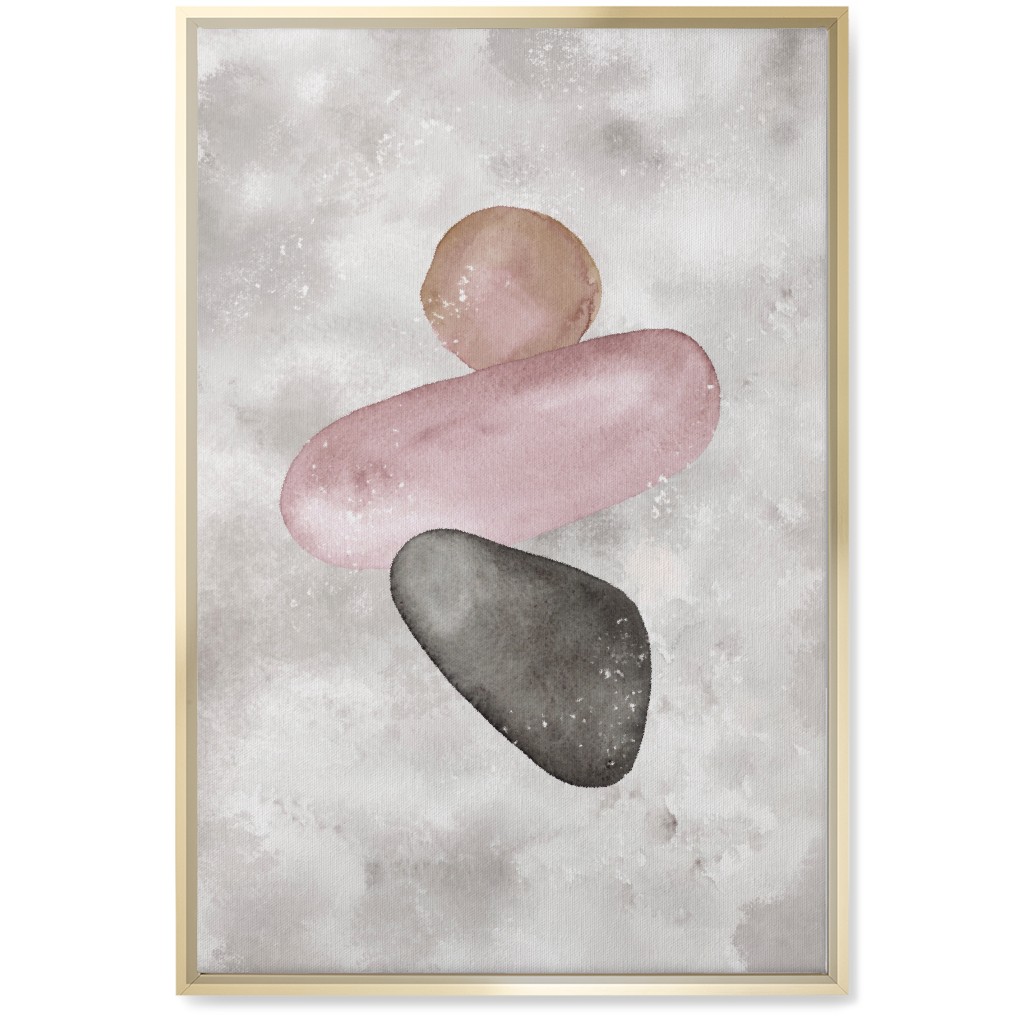 Three Stones Wall Art, Gold, Single piece, Canvas, 20x30, Gray