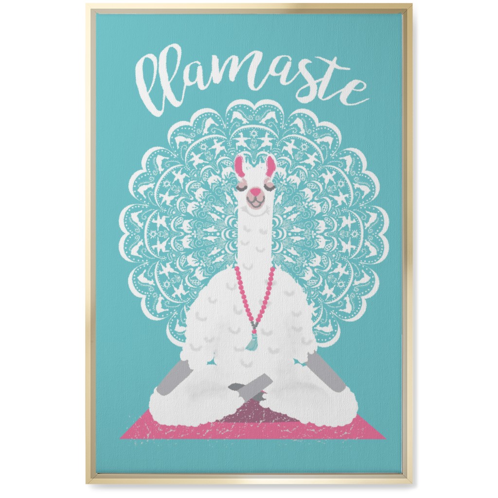 Llamaste - Green Wall Art, Gold, Single piece, Canvas, 20x30, Blue, True Blue