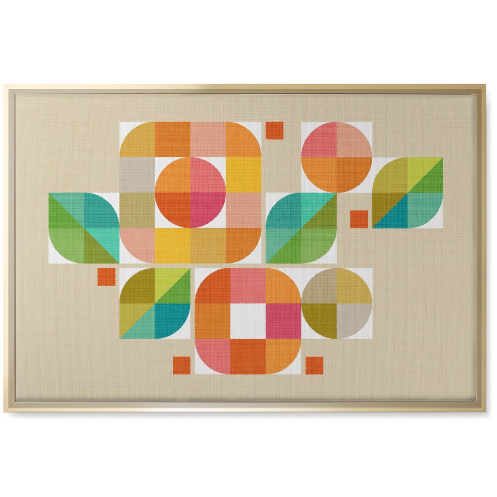 Mod Flower Box Wall Art, Gold, Single piece, Canvas, 20x30, Multicolor, Spring