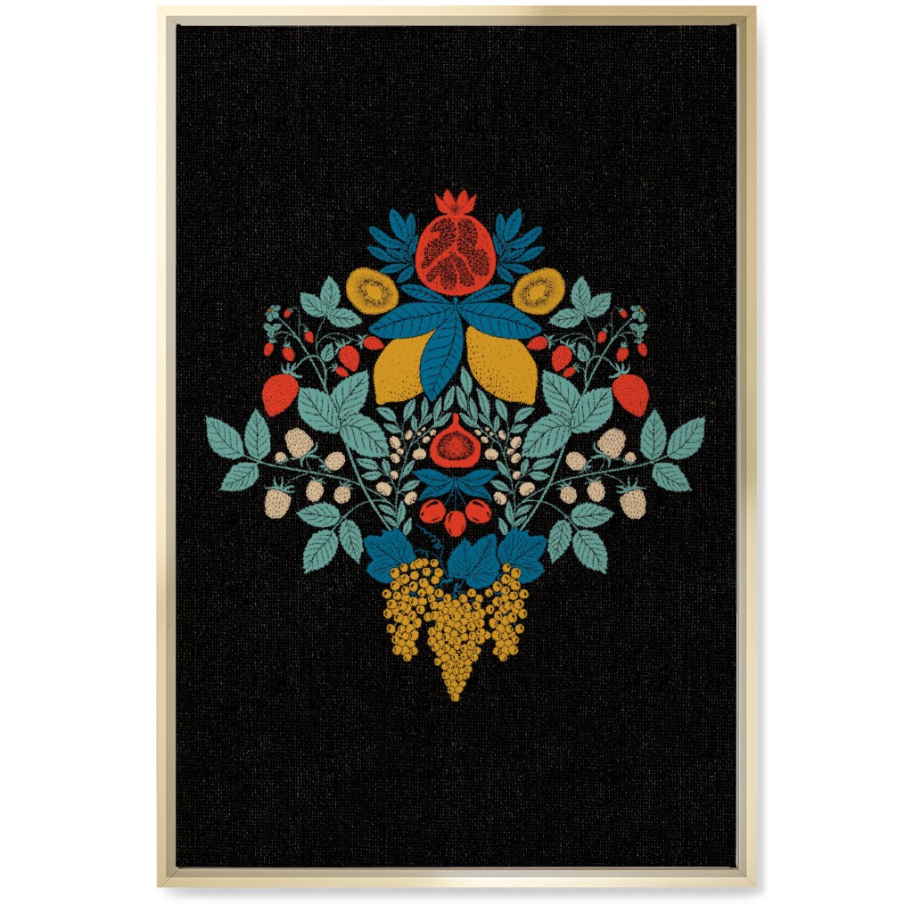 Fruits Wall Art, Gold, Single piece, Canvas, 20x30, Multicolor, Coal