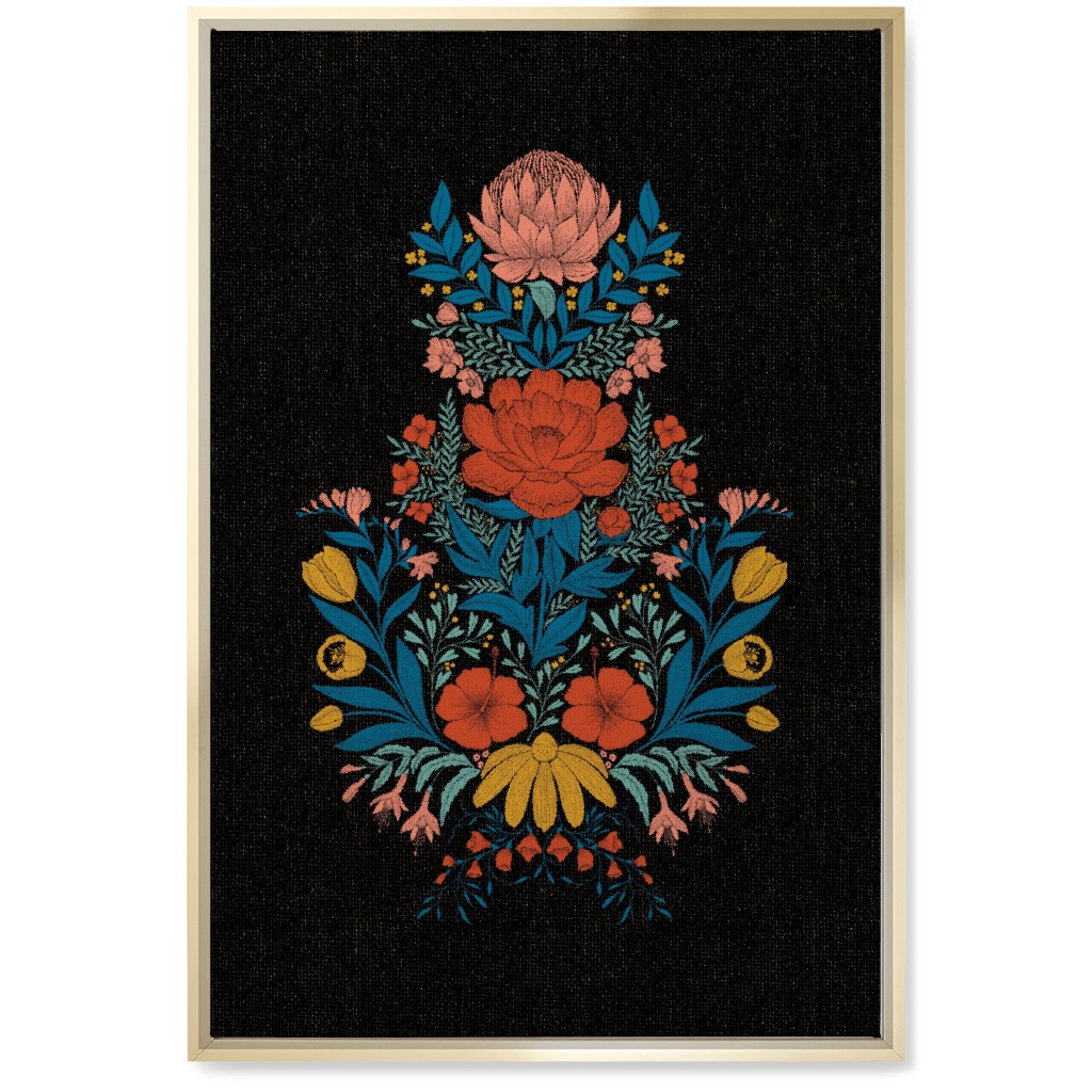 Garden Flower Wall Art, Gold, Single piece, Canvas, 20x30, Multicolor