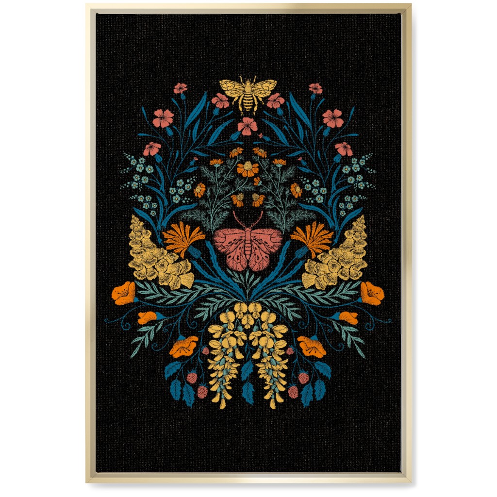 Wildflowers Wall Art, Gold, Single piece, Canvas, 20x30, Multicolor, Coal