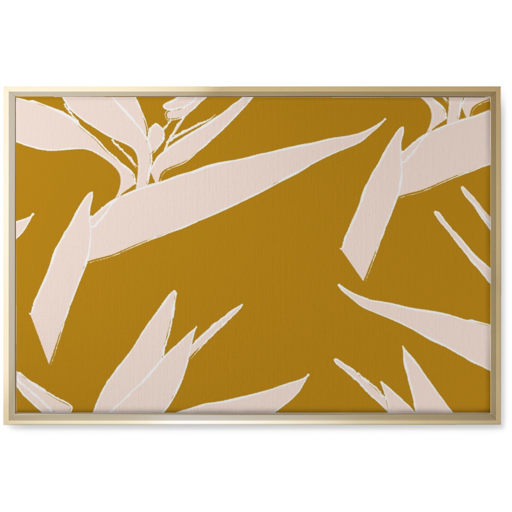 Birds of Paradise - Mustard and Pale Peach Wall Art, Gold, Single piece, Canvas, 20x30, Yellow