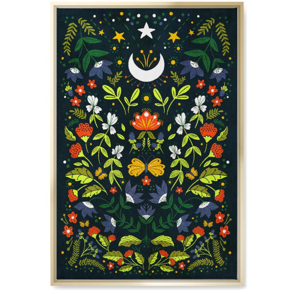 Night Garden - Multi Wall Art, Gold, Single piece, Canvas, 20x30, Multicolor