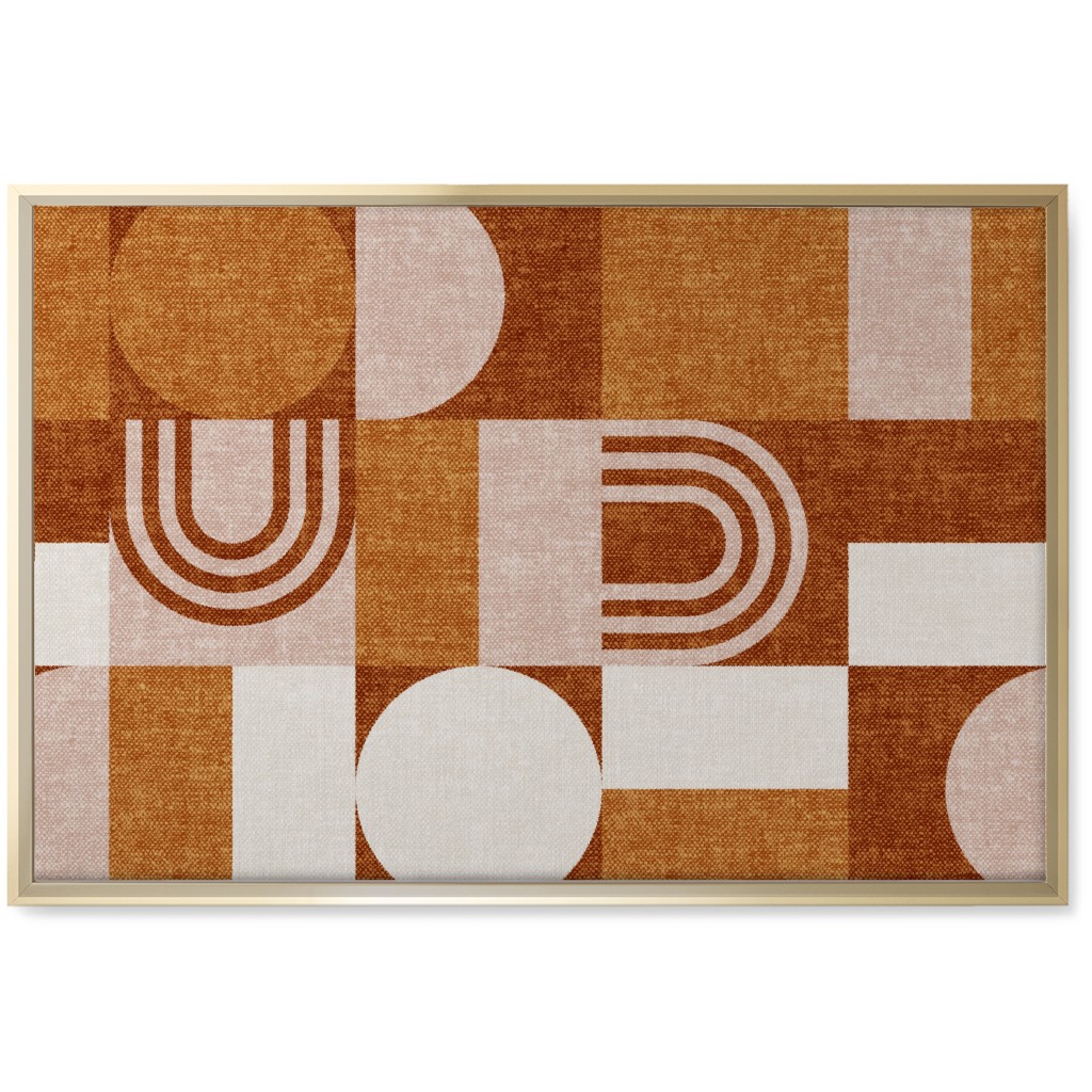 Aria Geometric Patchwork - Orange Wall Art, Gold, Single piece, Canvas, 20x30, Orange