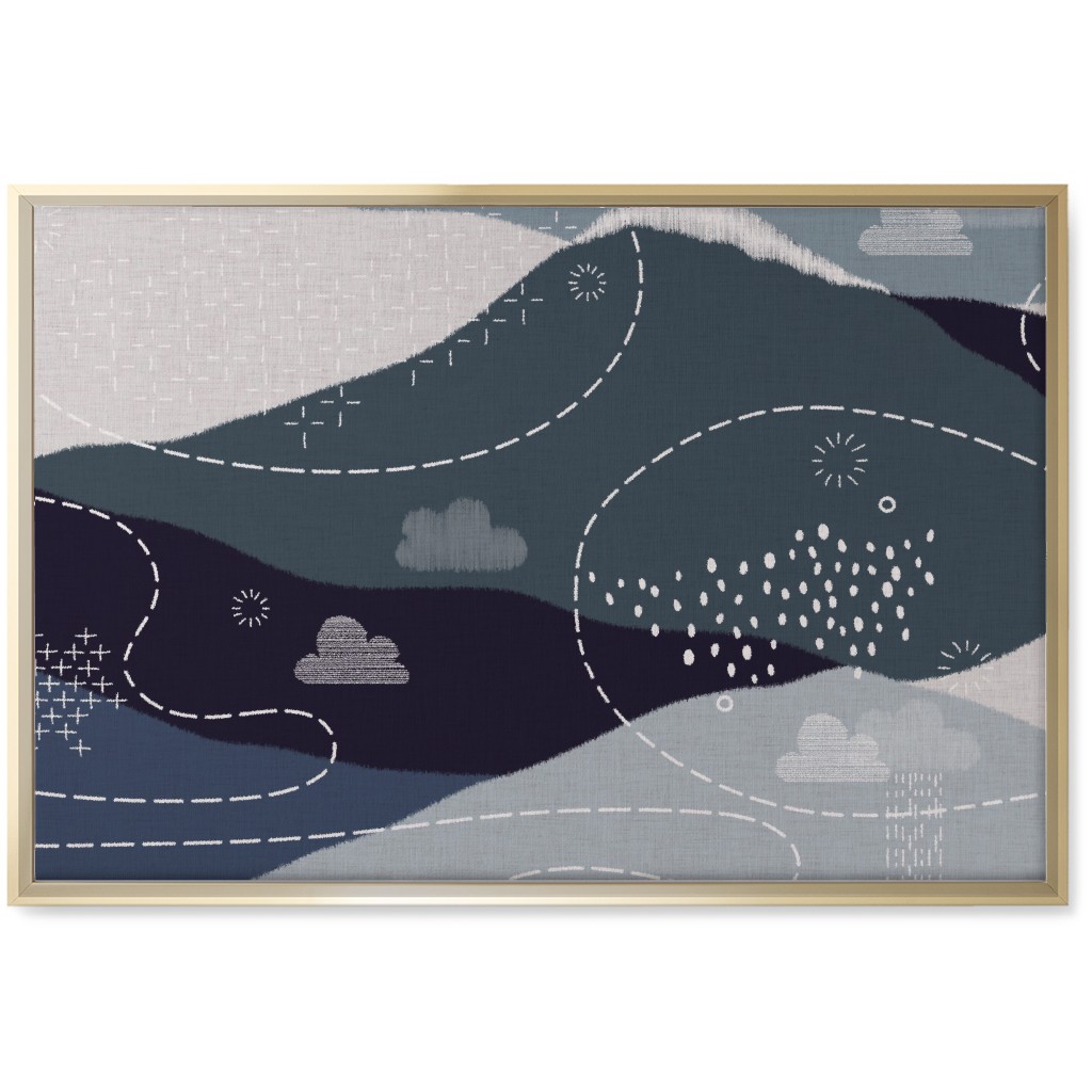 Ever Blue Mountains - Blue Wall Art, Gold, Single piece, Canvas, 20x30, Blue, True Blue