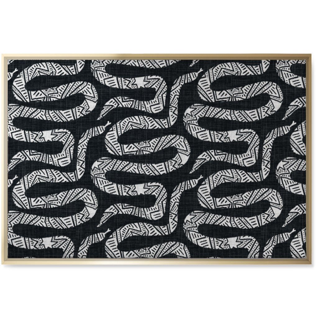 Snake Study - Black Wall Art, Gold, Single piece, Canvas, 24x36, Black, Black