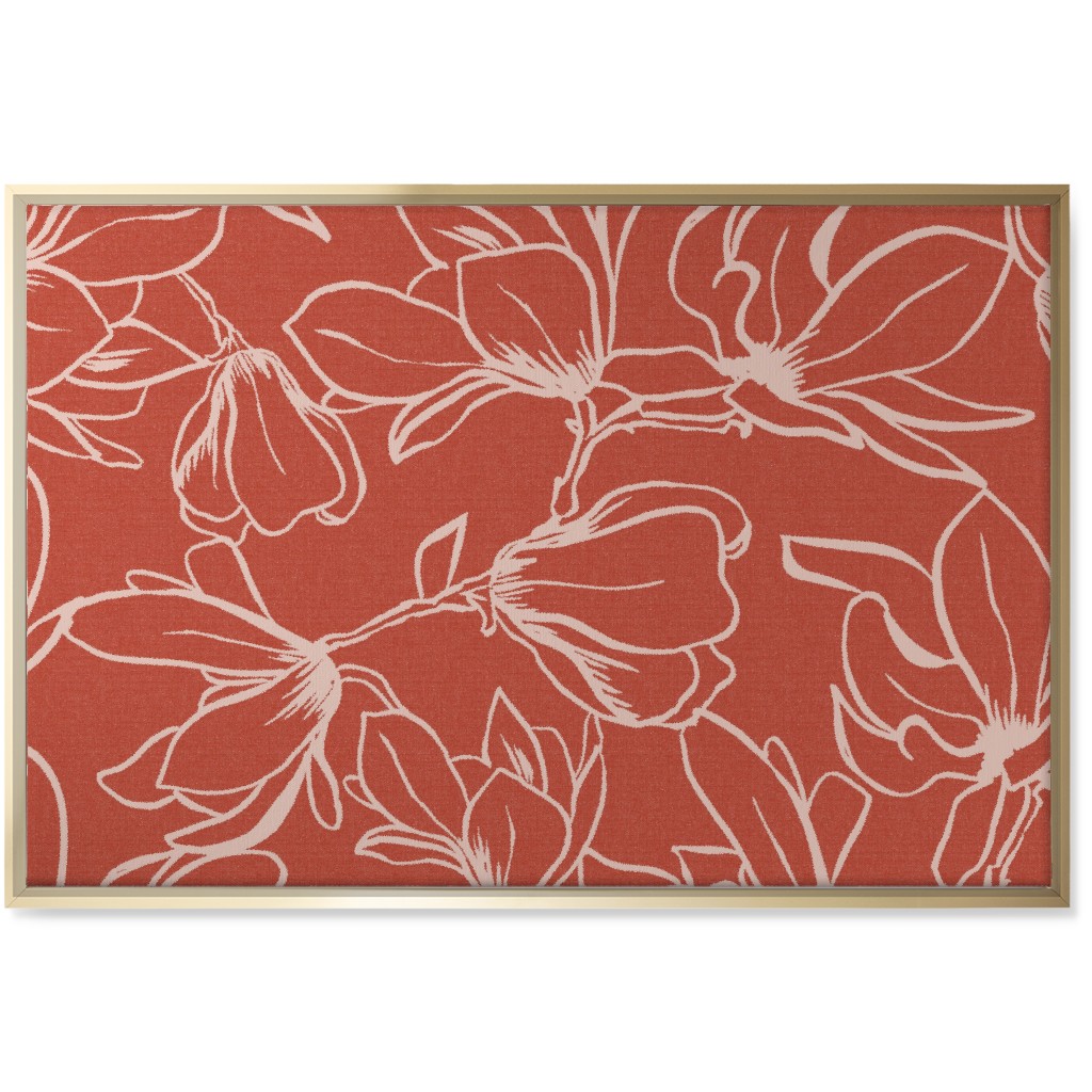 Magnolia Garden Wall Art, Gold, Single piece, Canvas, 24x36, Red