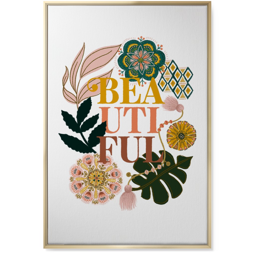 Boho Beauty - Multi Botanical Wall Art, Gold, Single piece, Canvas, 24x36, Multicolor