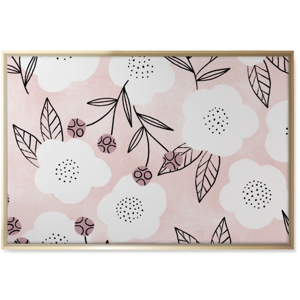 Arlene Floral - Pink Wall Art, Gold, Single piece, Canvas, 24x36, Pink