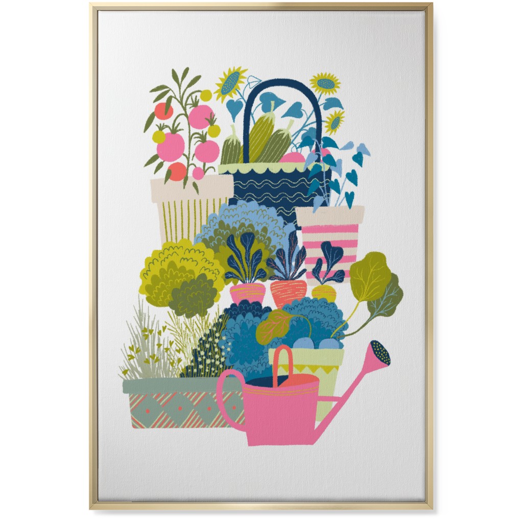 Growing Herbs and Flower Gardens - Multi Wall Art, Gold, Single piece, Canvas, 24x36, Multicolor