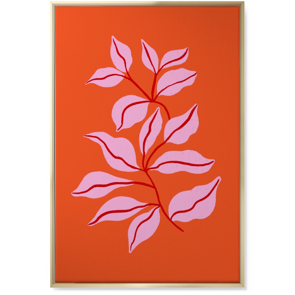 Leaf Dance - Red and Pink Wall Art, Gold, Single piece, Canvas, 24x36, Red