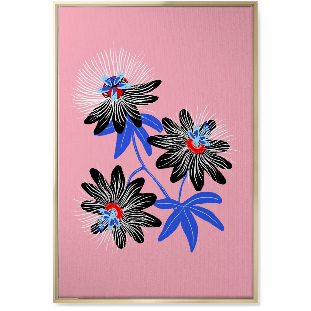 Passion Flower - Multi on Pink Wall Art, Gold, Single piece, Canvas, 24x36, Pink
