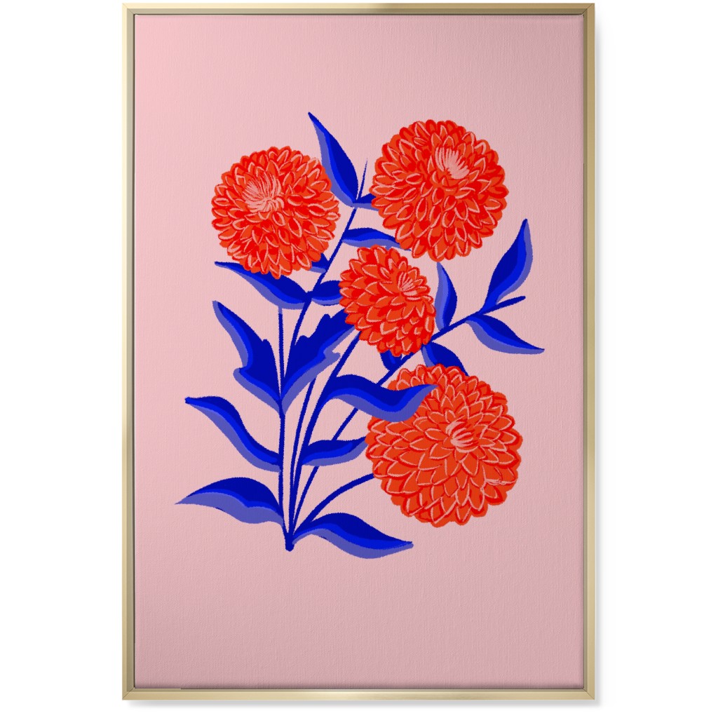 Red Marigolds - Vibrant Wall Art, Gold, Single piece, Canvas, 24x36, Multicolor