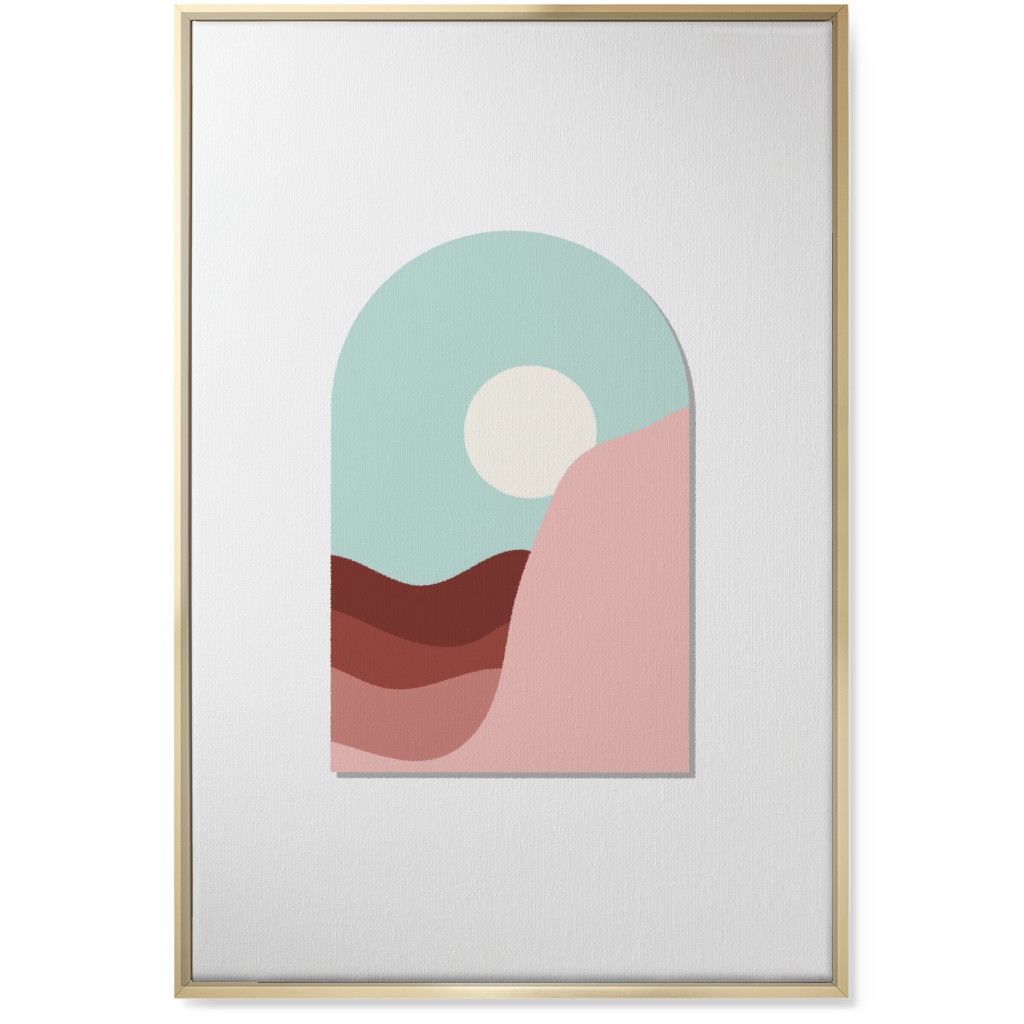 Abstract Desert Landscape in Window Daylight Wall Art, Gold, Single piece, Canvas, 24x36, Multicolor, Rain