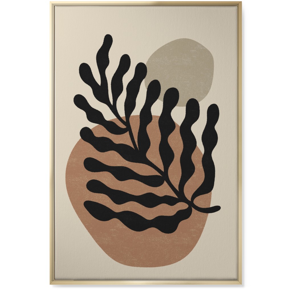 Abstract Leaf - Neutral Wall Art, Gold, Single piece, Canvas, 24x36, Beige, Pearl