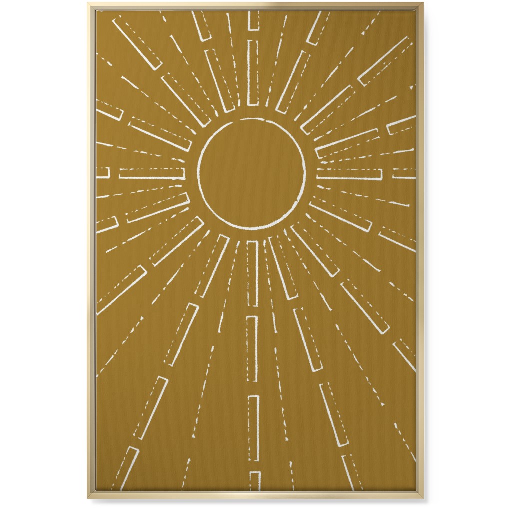 Midcentury Burst Wall Art, Gold, Single piece, Canvas, 24x36, Yellow
