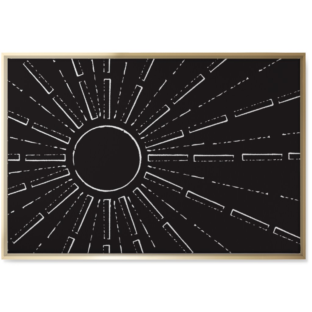 Midcentury Sunburst Wall Art, Gold, Single piece, Canvas, 24x36, Black, Charcoal