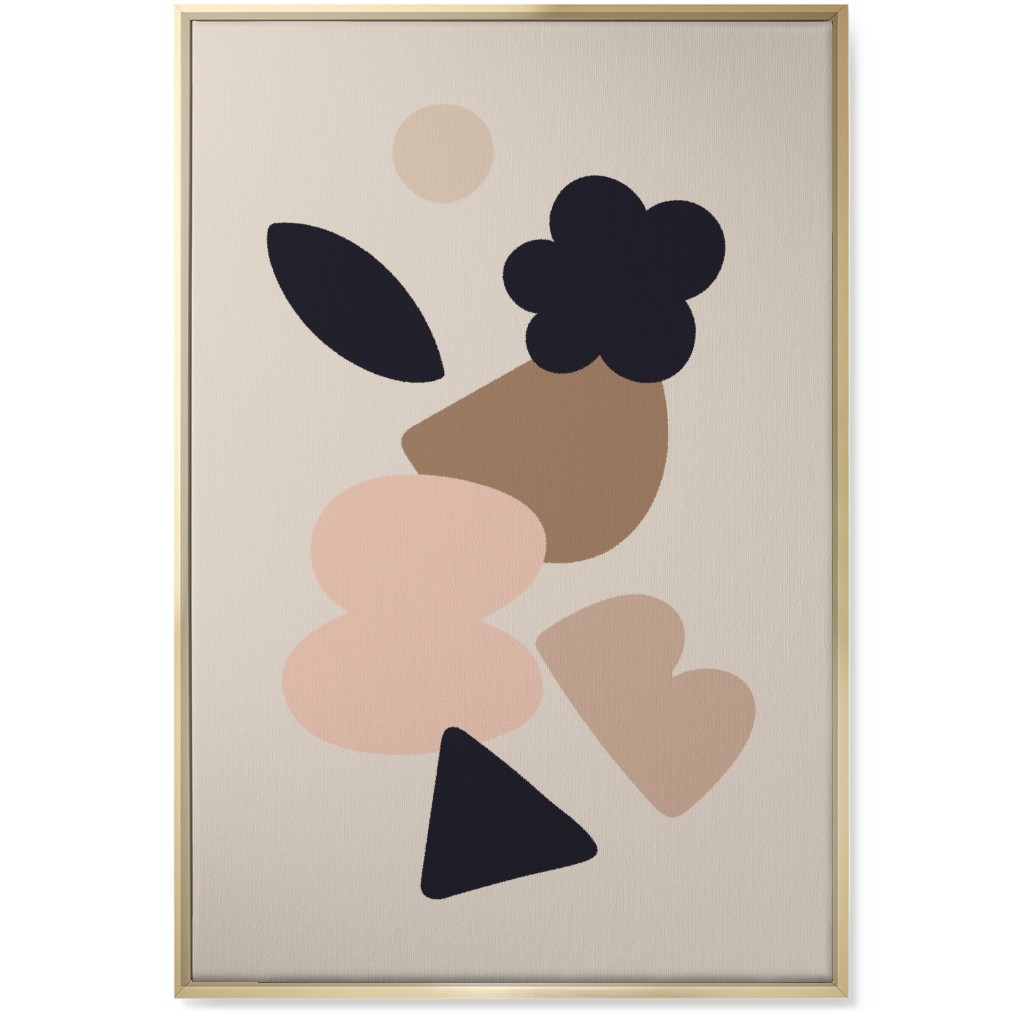Collage Abstract - Neutral Wall Art, Gold, Single piece, Canvas, 24x36, Beige