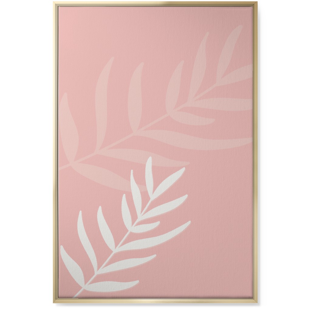 Fern Leaves in Neutral Earth Tones Wall Art, Gold, Single piece, Canvas, 24x36, Pink
