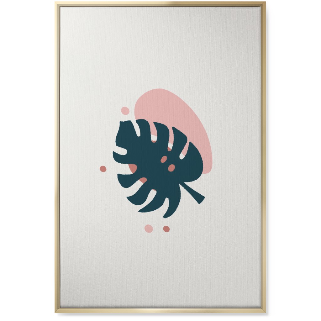 Shapes and Fern Leaf Iii Wall Art, Gold, Single piece, Canvas, 24x36, Pink, Air
