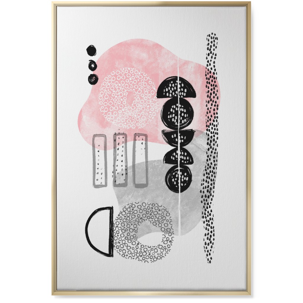 Feminene Abstract - Gray and Pink Wall Art, Gold, Single piece, Canvas, 24x36, Pink