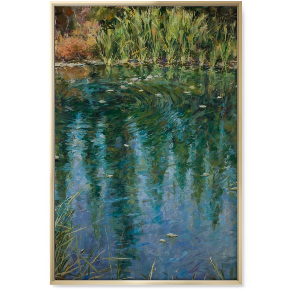 October Reflections Painting Wall Art, Gold, Single piece, Canvas, 24x36, Green
