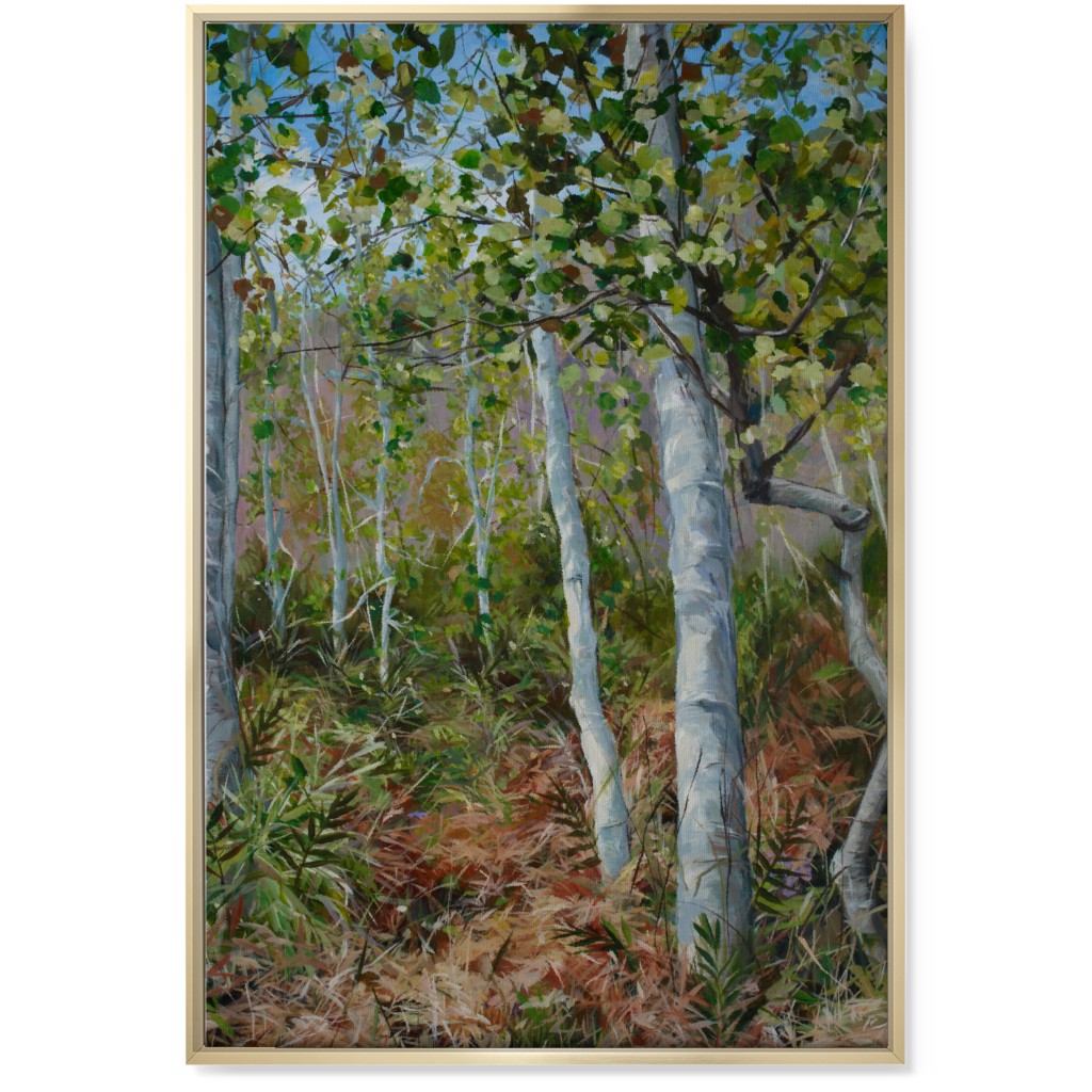 Quaking Aspen Painting Wall Art, Gold, Single piece, Canvas, 24x36, Green