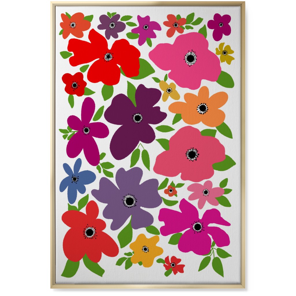 Floral Palooza - Multi Wall Art, Gold, Single piece, Canvas, 24x36, Multicolor
