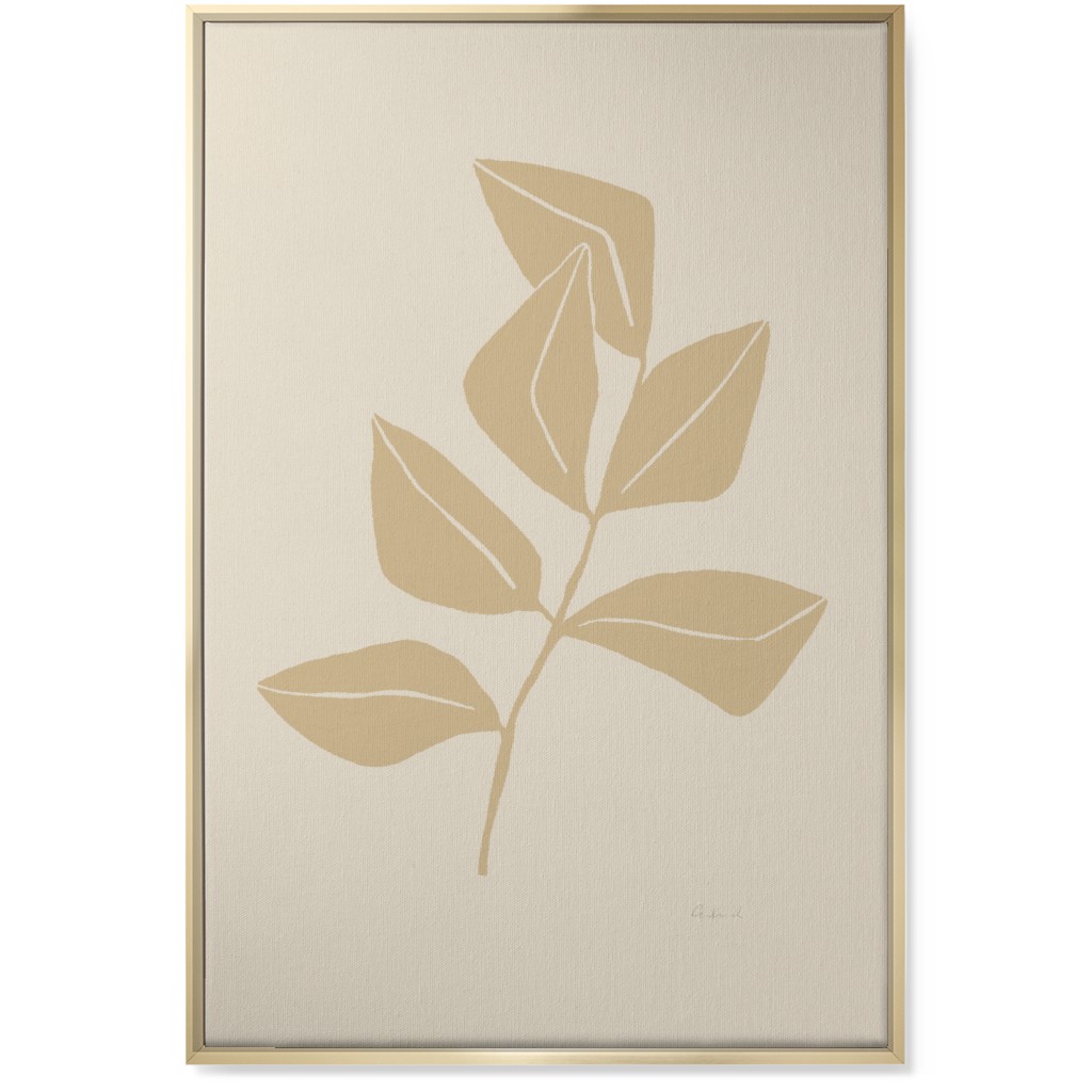 Ficus Botanical - Neutral Wall Art, Gold, Single piece, Canvas, 24x36, Beige, Pearl