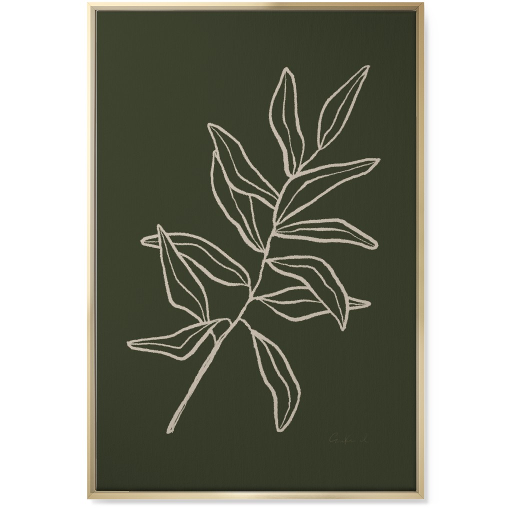 Botanical Eucalyptus Wall Art, Gold, Single piece, Canvas, 24x36, Green, Gray