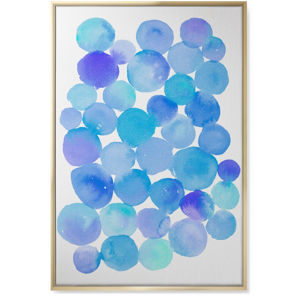Watercolor Circles Wall Art, Gold, Single piece, Canvas, 24x36, Blue, Pool