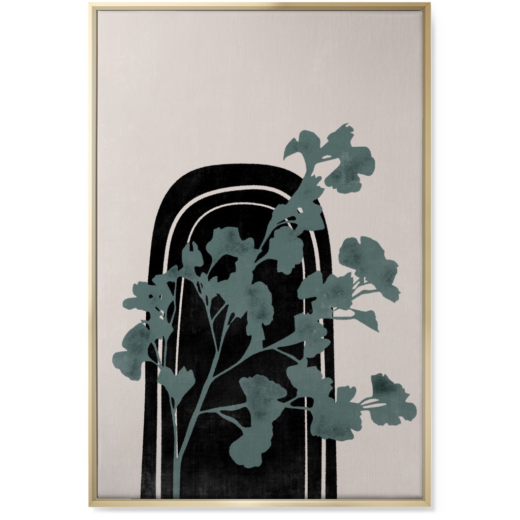 Modern Garden Archway - Green and Ivory Wall Art, Gold, Single piece, Canvas, 24x36, Green