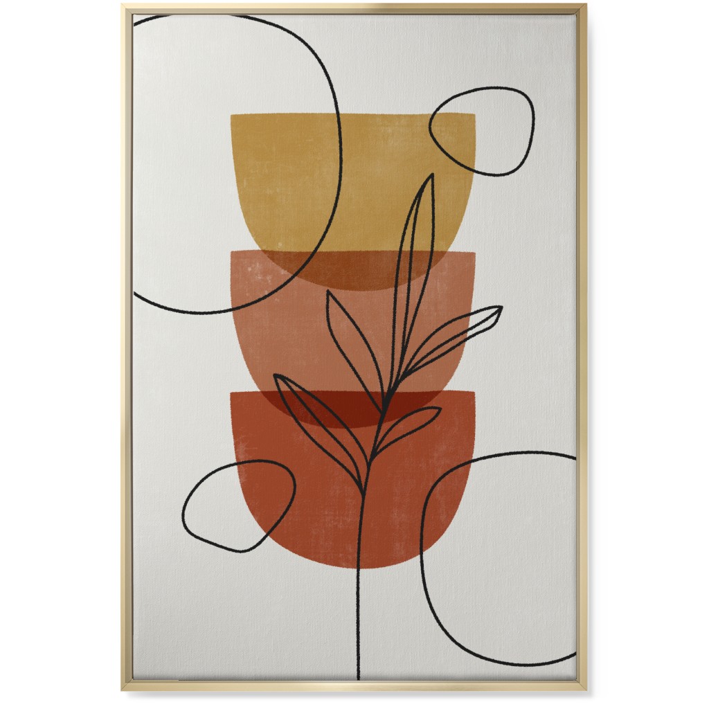 Abstract Leaf Stack - Terracotta and Ivory Wall Art, Gold, Single piece, Canvas, 24x36, Brown
