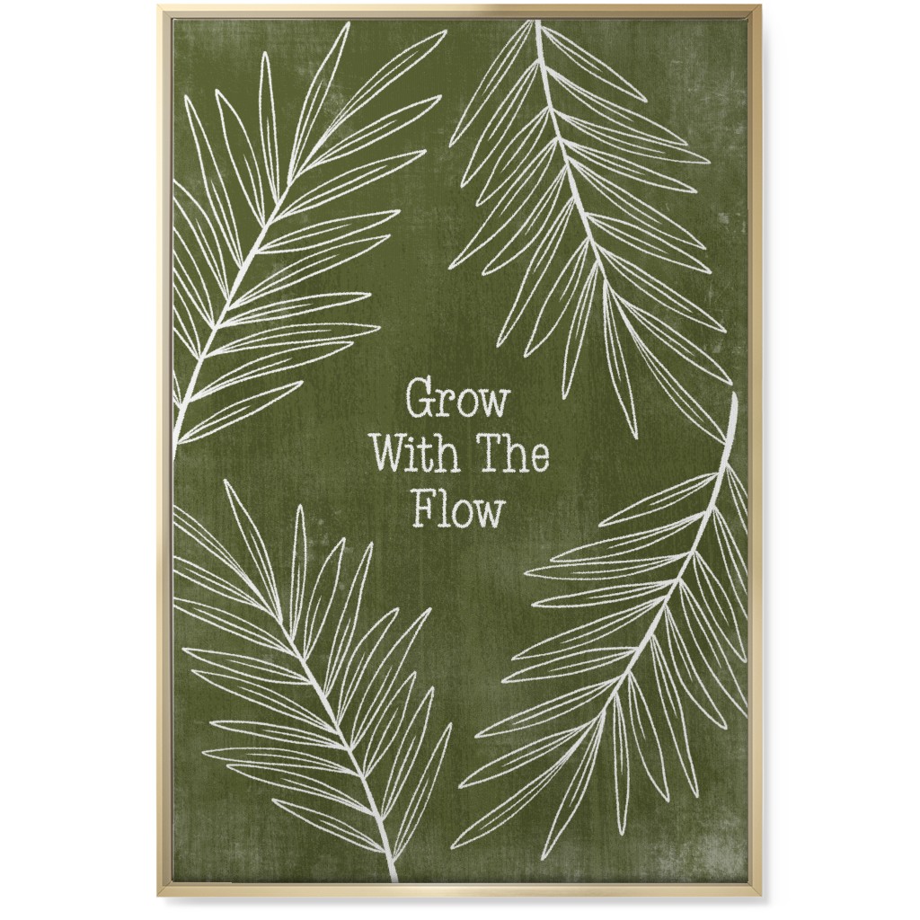 Grow With the Flow - Green Wall Art, Gold, Single piece, Canvas, 24x36, Green