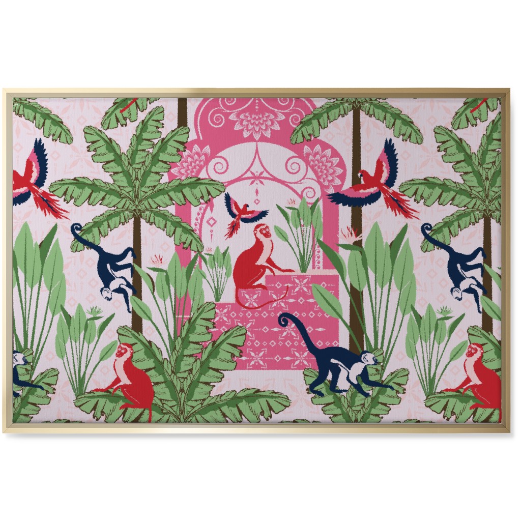 Exotic Tropical Garden Wall Art, Gold, Single piece, Canvas, 24x36, Pink, Lavender Water