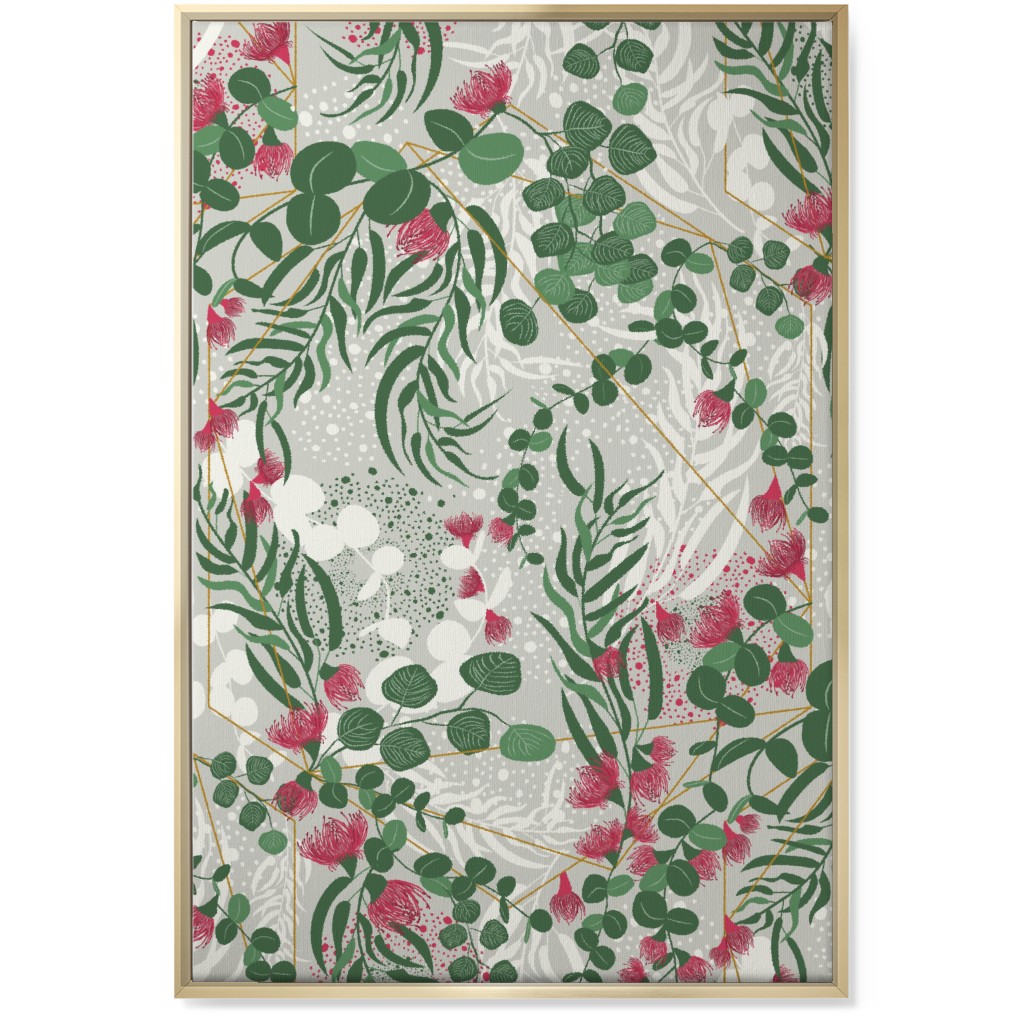 Eucalyptus - Green on Beige Wall Art, Gold, Single piece, Canvas, 24x36, Green, Classic Green