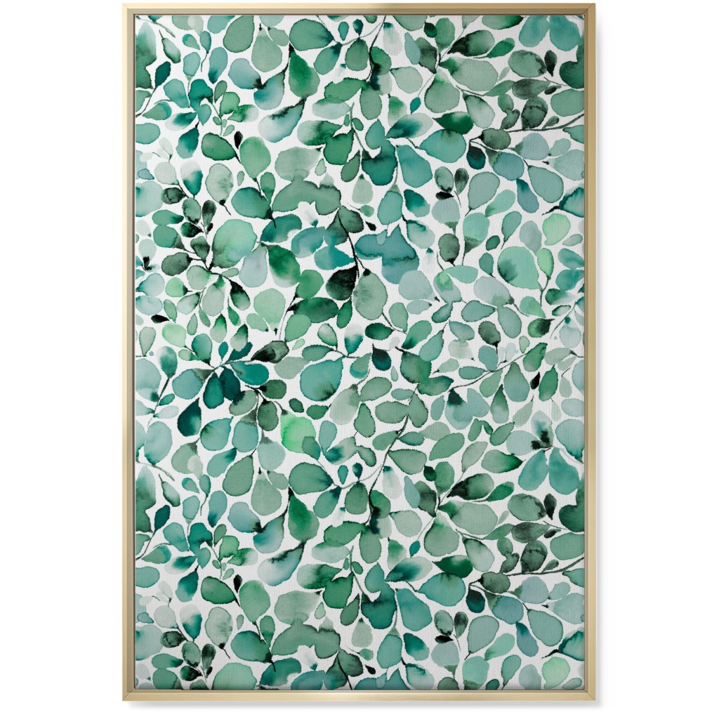 Little Leaves Eucalyptus Foliage - Green Wall Art, Gold, Single piece, Canvas, 24x36, Green, Classic Green