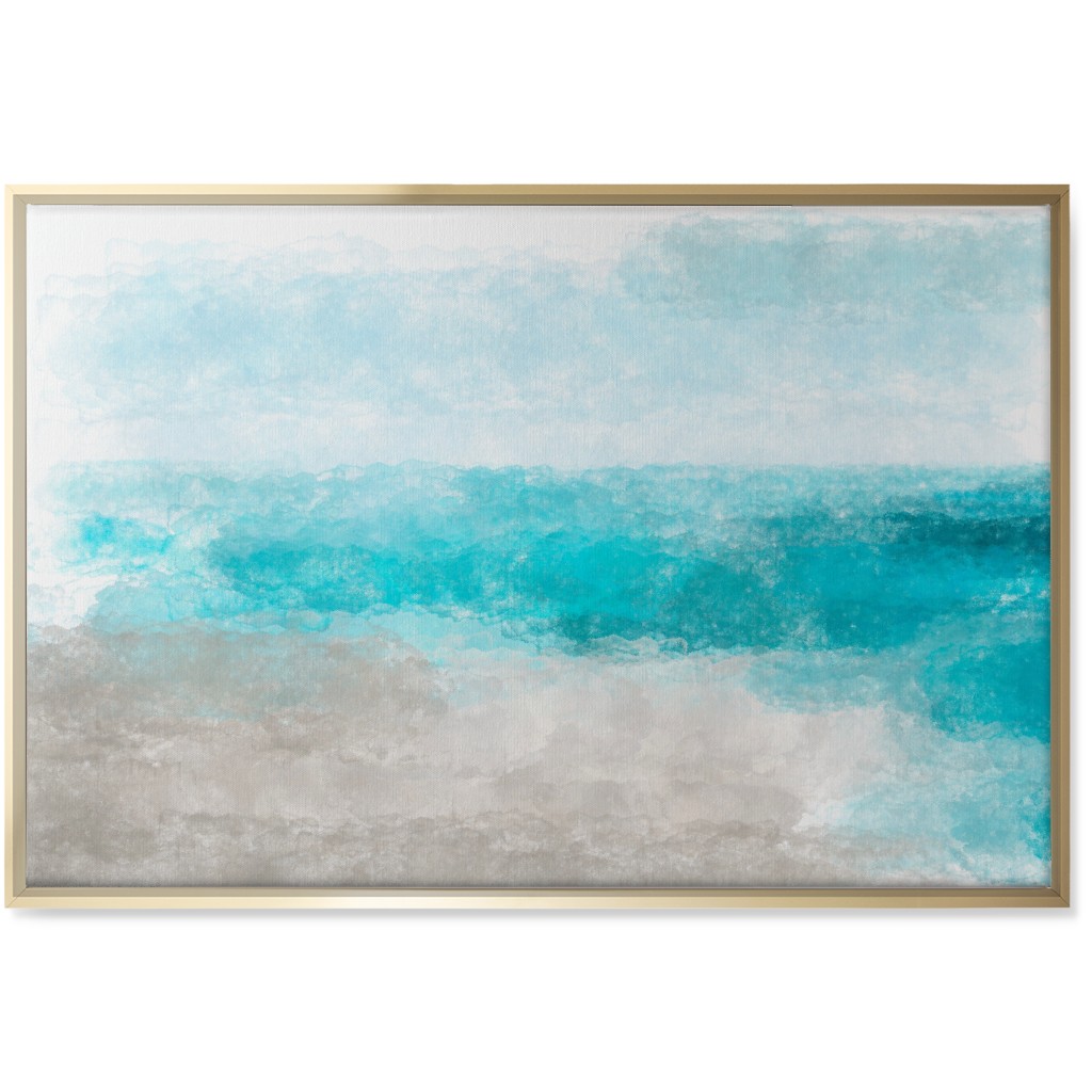 Beach Painting - Blue and Tan Wall Art, Gold, Single piece, Canvas, 24x36, Blue