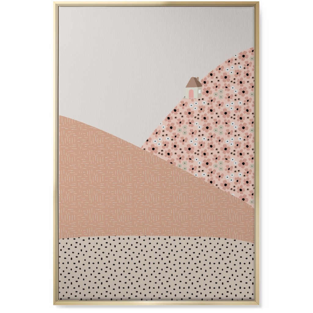 Floral Landscapes Wall Art, Gold, Single piece, Canvas, 24x36, Pink, Sand
