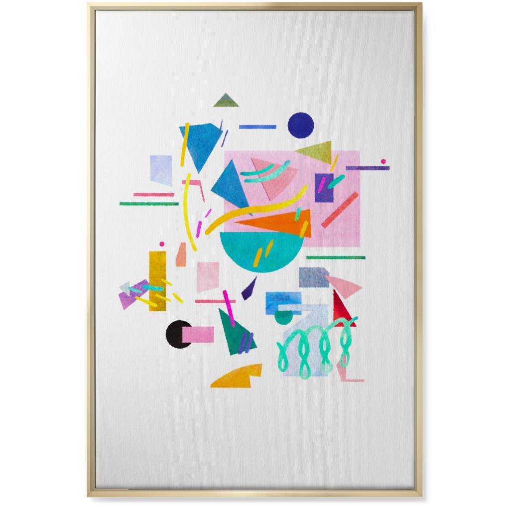 Geometric Collage Pop - Multi Wall Art, Gold, Single piece, Canvas, 24x36, Multicolor