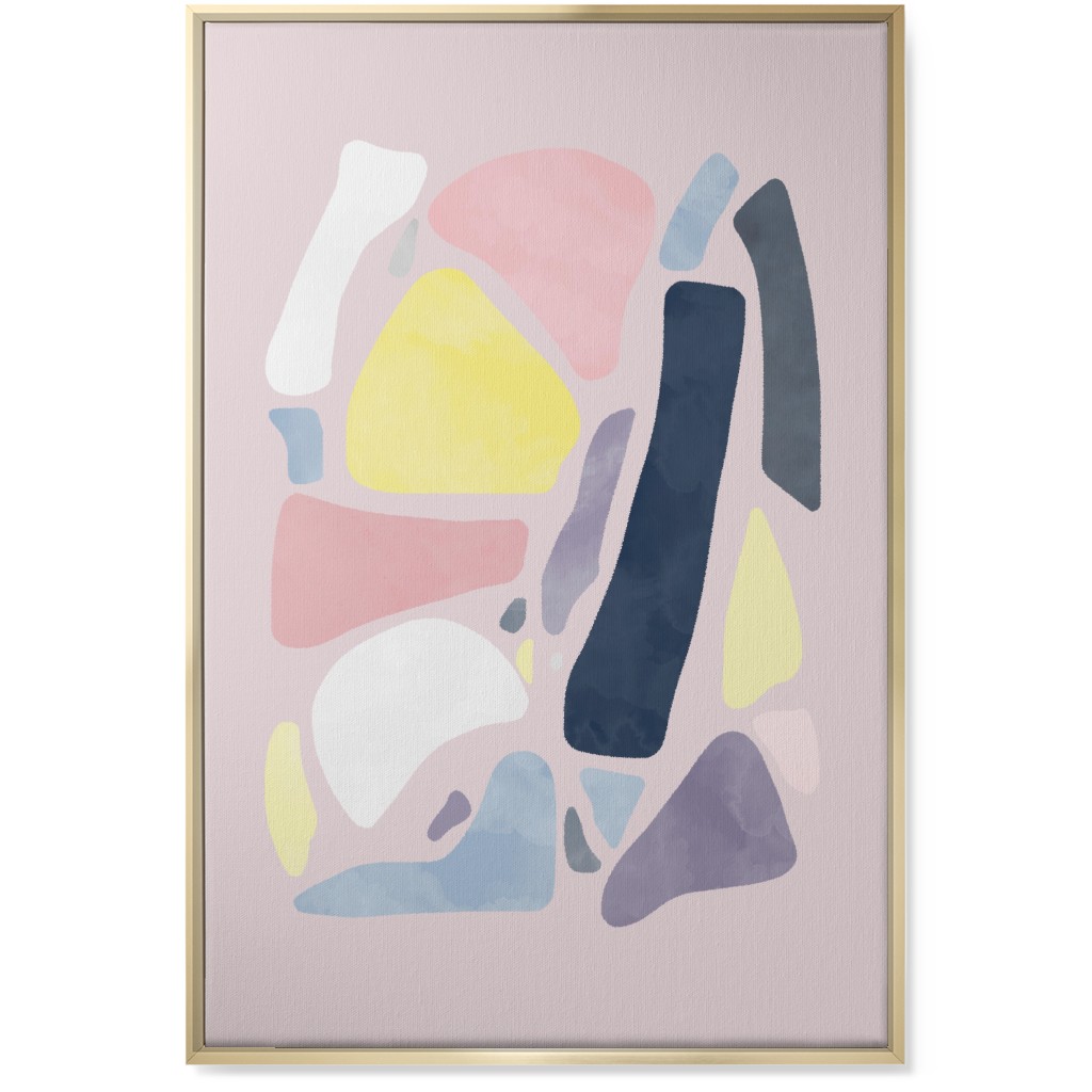 Organic Abstract Shapes - Multi Wall Art, Gold, Single piece, Canvas, 24x36, Multicolor