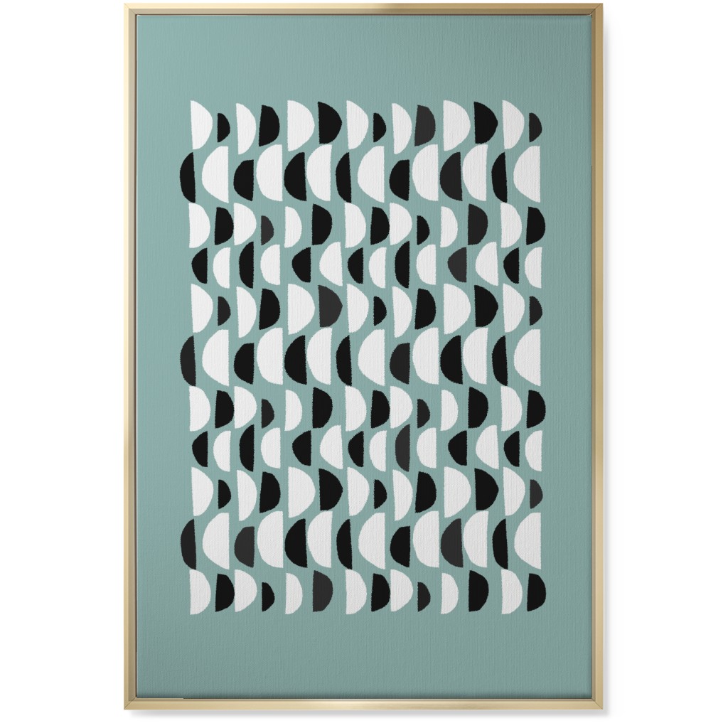 Abstract Scandi Half Moons - Green Wall Art, Gold, Single piece, Canvas, 24x36, Green
