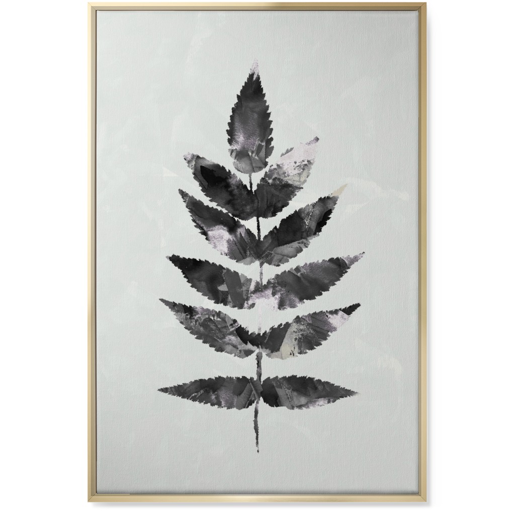 Botanical Leaf Wall Art, Gold, Single piece, Canvas, 24x36, Beige