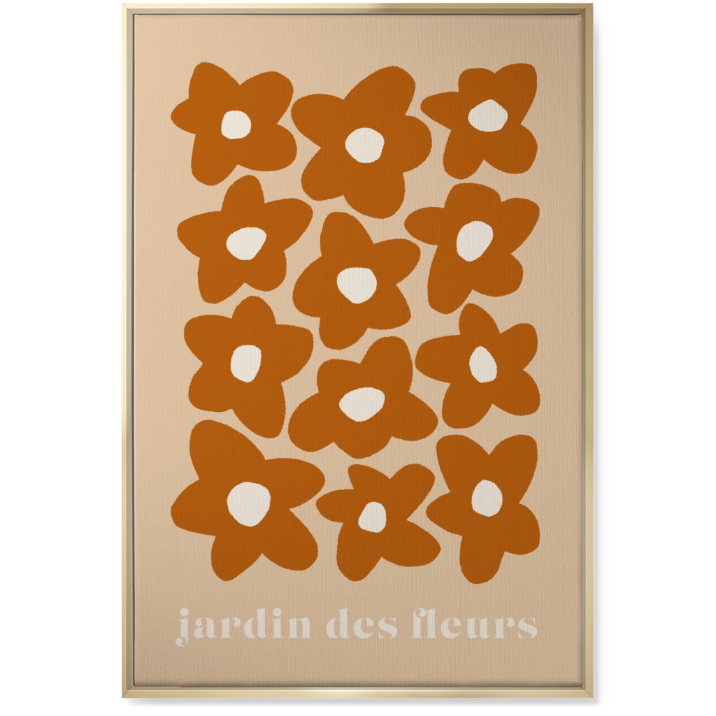 Botanical Graphic Retro Flower Garden Wall Art, Gold, Single piece, Canvas, 24x36, Orange, Earth