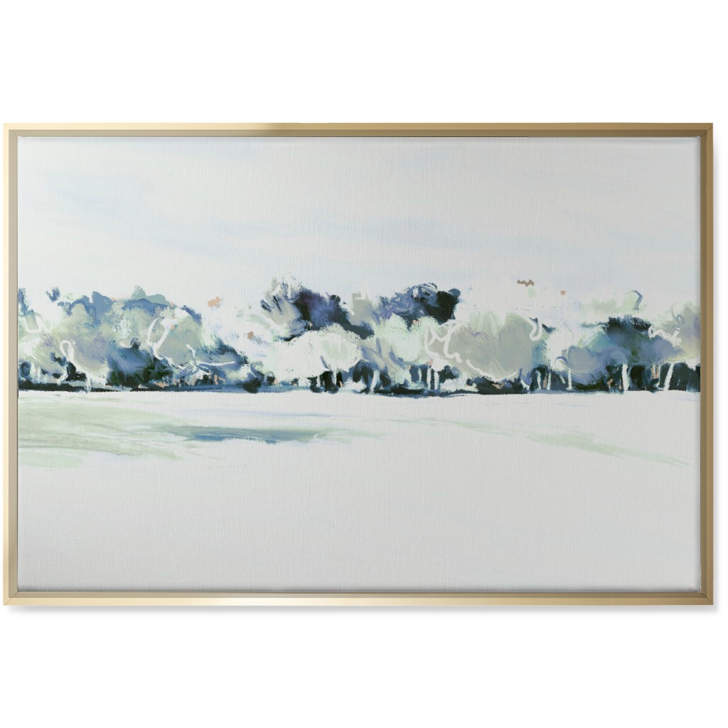 Tree Line Abstract Wall Art, Gold, Single piece, Canvas, 24x36, Blue